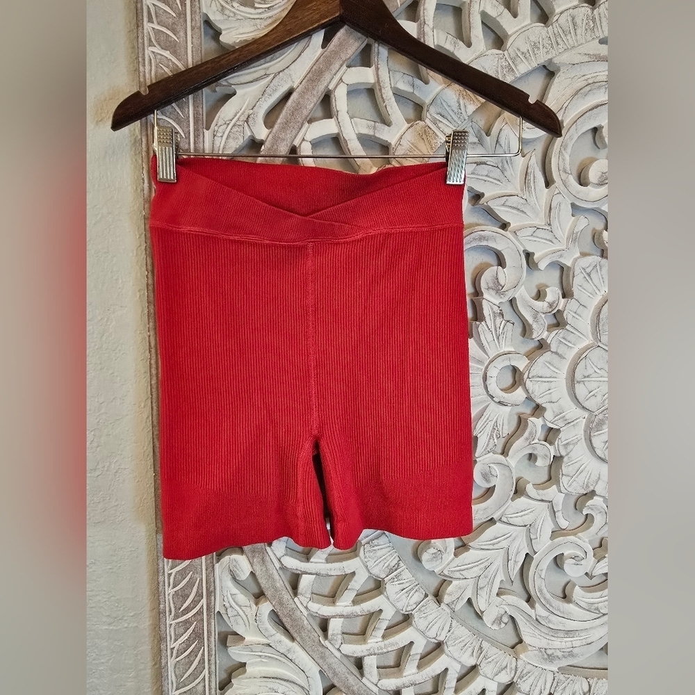 FP Movement by Free People Red Ribbed Bike Shorts